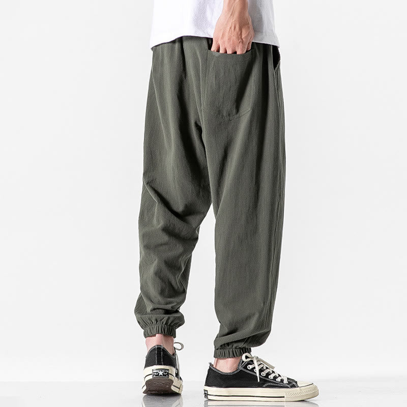Pantalones de algodón con cordón y bolsillos para hombre de color liso con Buddha Stones - image 2