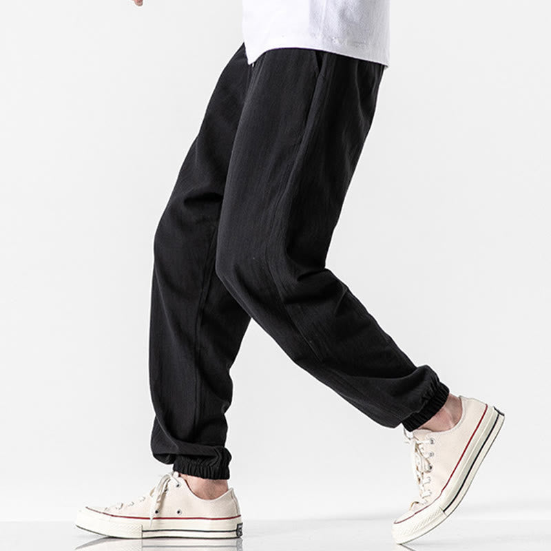 Pantalones de algodón con cordón y bolsillos para hombre de color liso con Buddha Stones - image 10