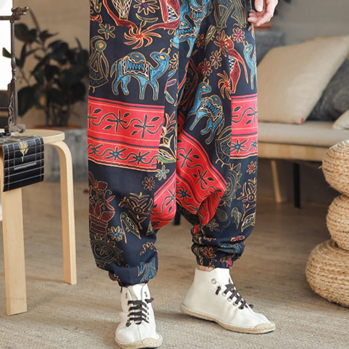 Pantalones harén de algodón para hombre con bolsillos y estampado de camellos y Buddha Stones - image 6