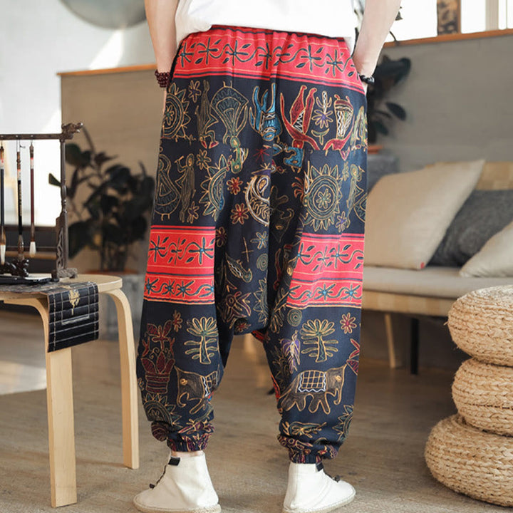 Pantalones harén de algodón para hombre con bolsillos y estampado de camellos y Buddha Stones - image 5