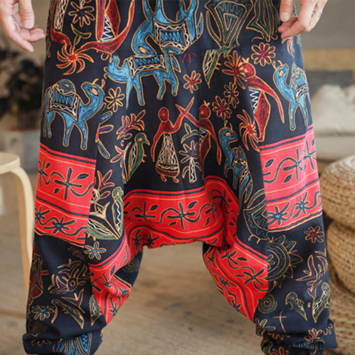 Pantalones harén de algodón para hombre con bolsillos y estampado de camellos y Buddha Stones - image 9