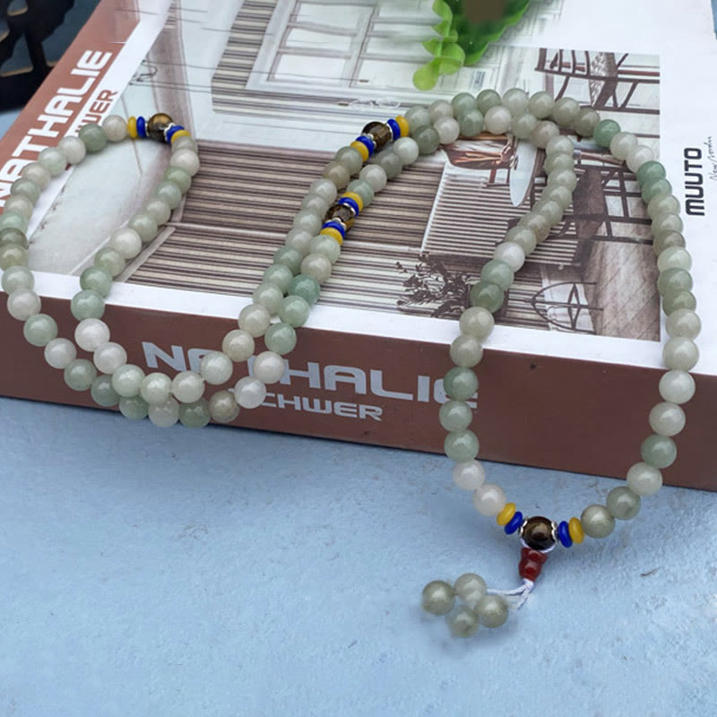 Buddha Stones 108 cuentas de Mala pulsera de prosperidad de la suerte de jade Shetai Natural