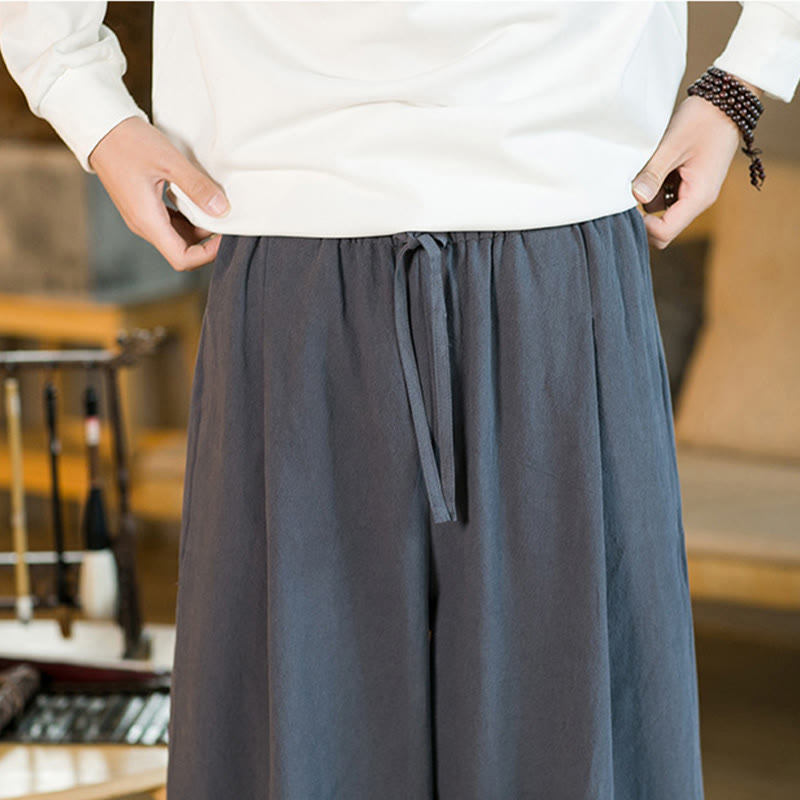 Pantalones harem para hombre con cordón ajustable y bolsillos, estampado de Buddha Stones, color liso. - image 37