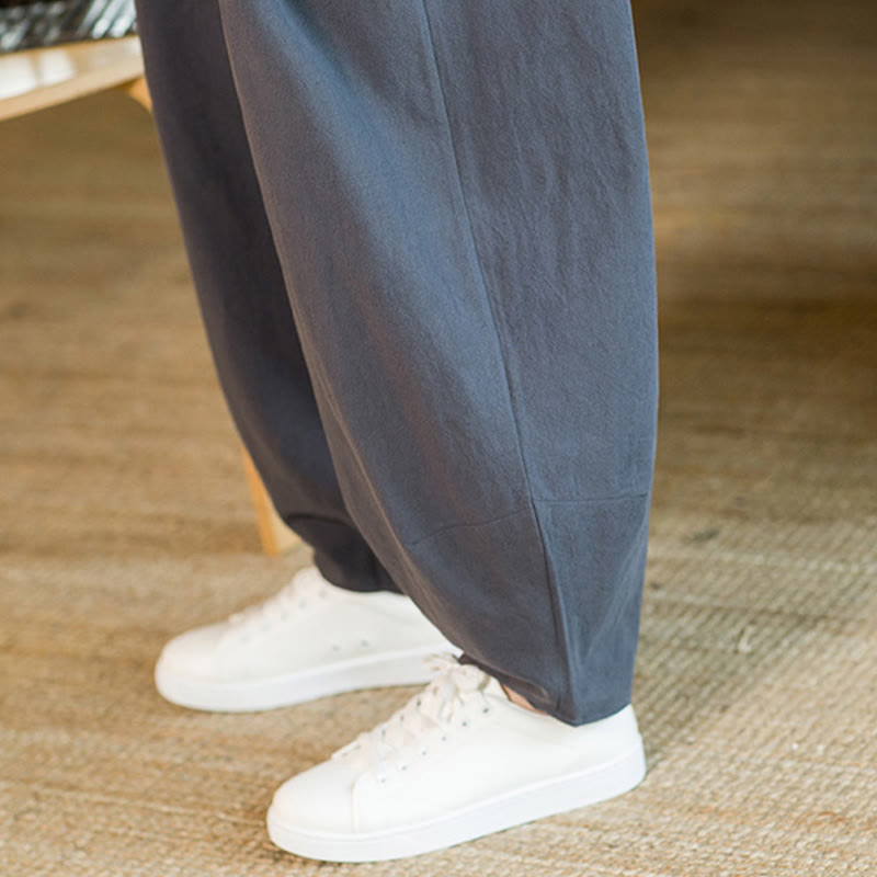 Pantalones harem para hombre con cordón ajustable y bolsillos, estampado de Buddha Stones, color liso. - image 40