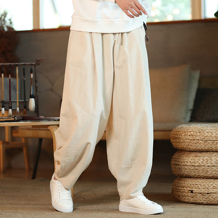 Pantalones harem para hombre con cordón ajustable y bolsillos, estampado de Buddha Stones, color liso. - image 28
