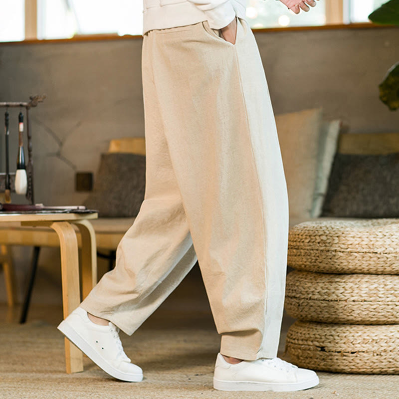 Pantalones harem para hombre con cordón ajustable y bolsillos, estampado de Buddha Stones, color liso. - image 29