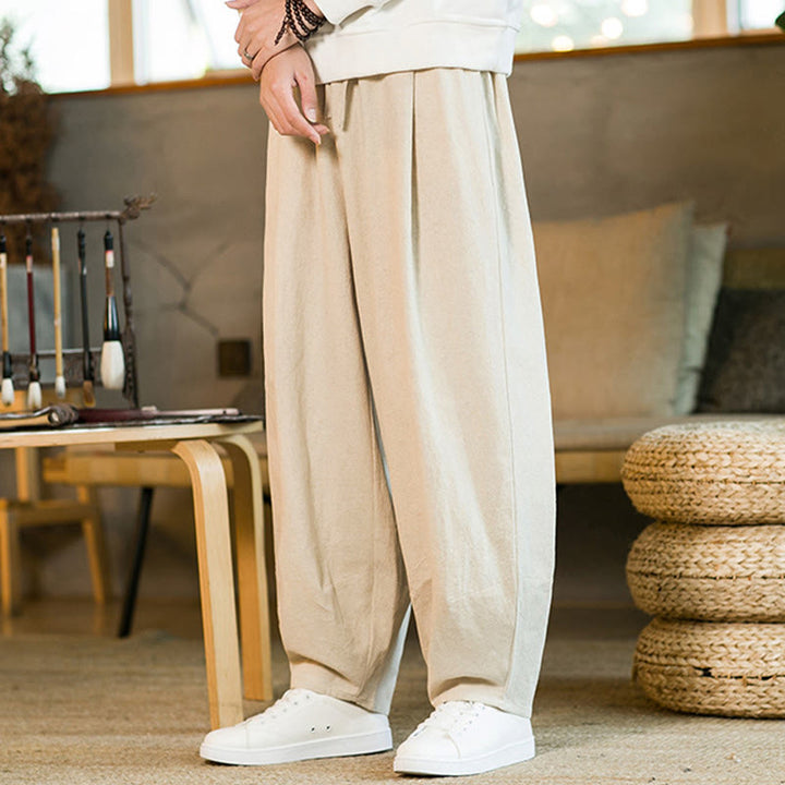 Pantalones harem para hombre con cordón ajustable y bolsillos, estampado de Buddha Stones, color liso. - image 26