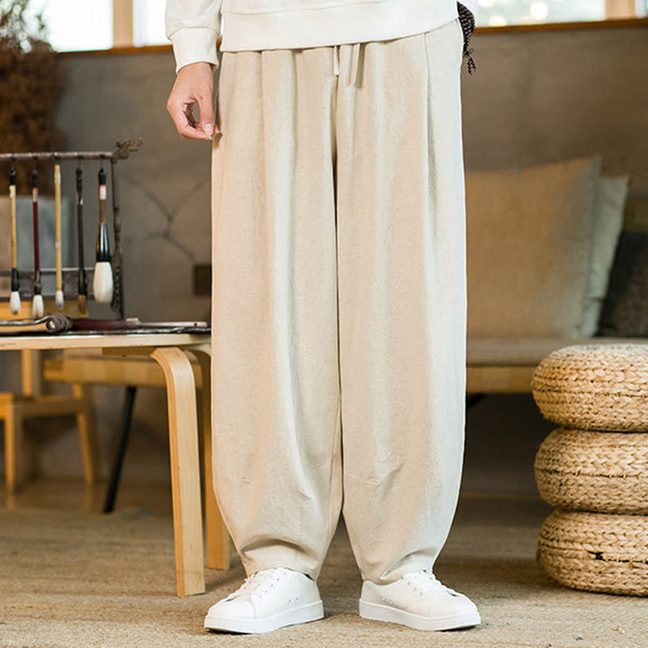 Pantalones harem para hombre con cordón ajustable y bolsillos, estampado de Buddha Stones, color liso. - image 25