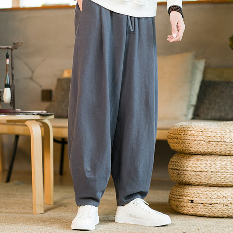 Pantalones harem para hombre con cordón ajustable y bolsillos, estampado de Buddha Stones, color liso. - Gris pizarra - US/UK/AU46, EU56 (5XL) - image 31