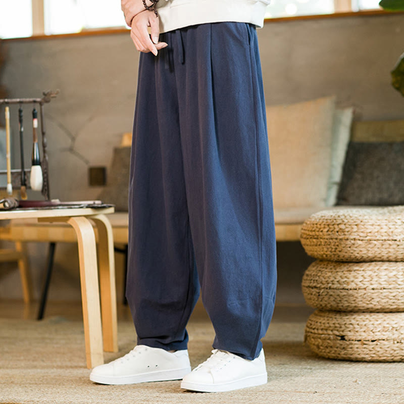Pantalones harem para hombre con cordón ajustable y bolsillos, estampado de Buddha Stones, color liso. - image 4