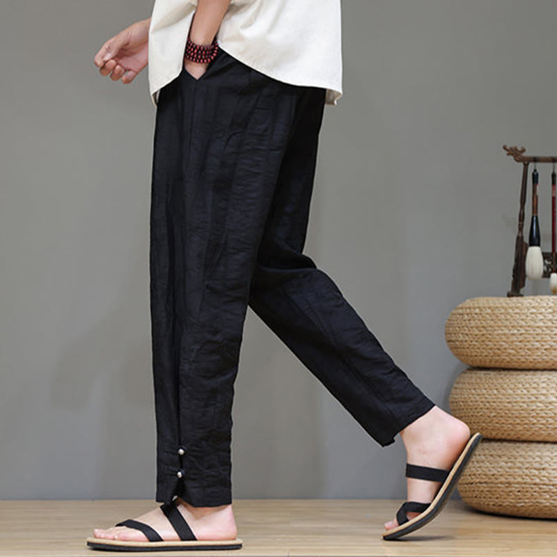 Pantalones con cordón y bolsillos para hombre con botones en los tobillos de bambú y Buddha Stones - image 12