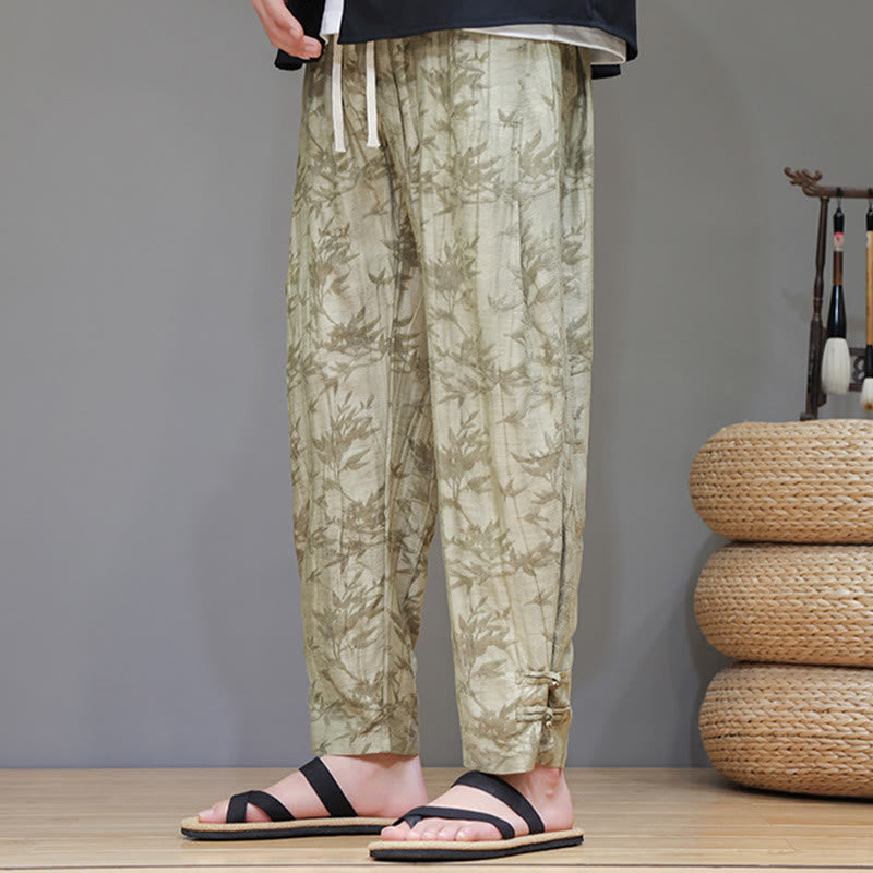 Pantalones con cordón y bolsillos para hombre con botones en los tobillos de bambú y Buddha Stones - image 3