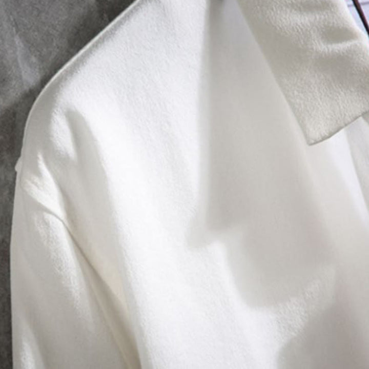 Camisa informal de hombre con mangas tres cuartos y botones delanteros de color liso con Buddha Stones - image 3