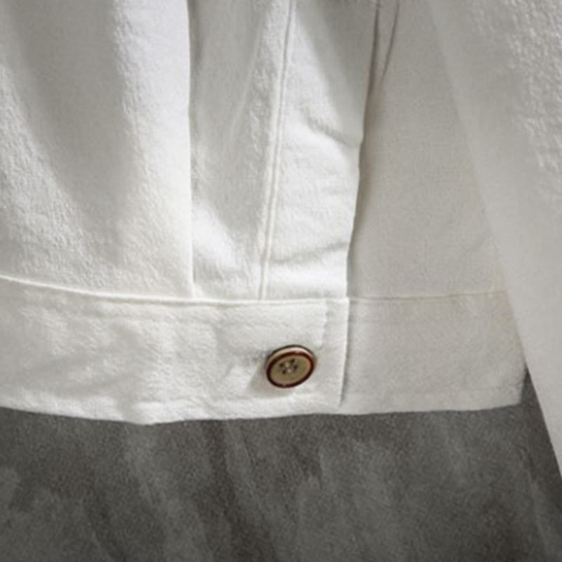 Camisa informal de hombre con mangas tres cuartos y botones delanteros de color liso con Buddha Stones - image 8