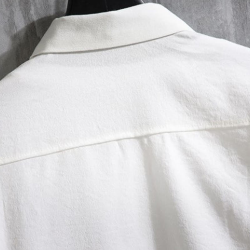 Camisa informal de hombre con mangas tres cuartos y botones delanteros de color liso con Buddha Stones - image 10