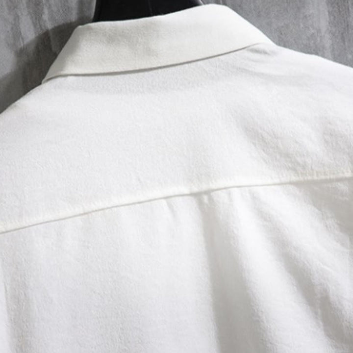 Camisa informal de hombre con mangas tres cuartos y botones delanteros de color liso con Buddha Stones - image 10