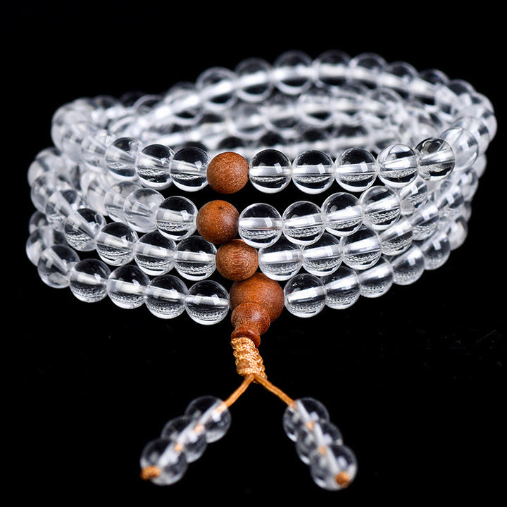 Pulsera de curación de sándalo blanco con 108 cuentas de piedra natural y Buddha Stones