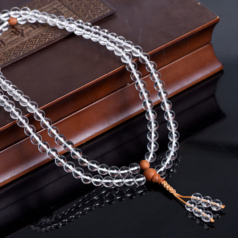 Pulsera de curación de sándalo blanco con 108 cuentas de piedra natural y Buddha Stones