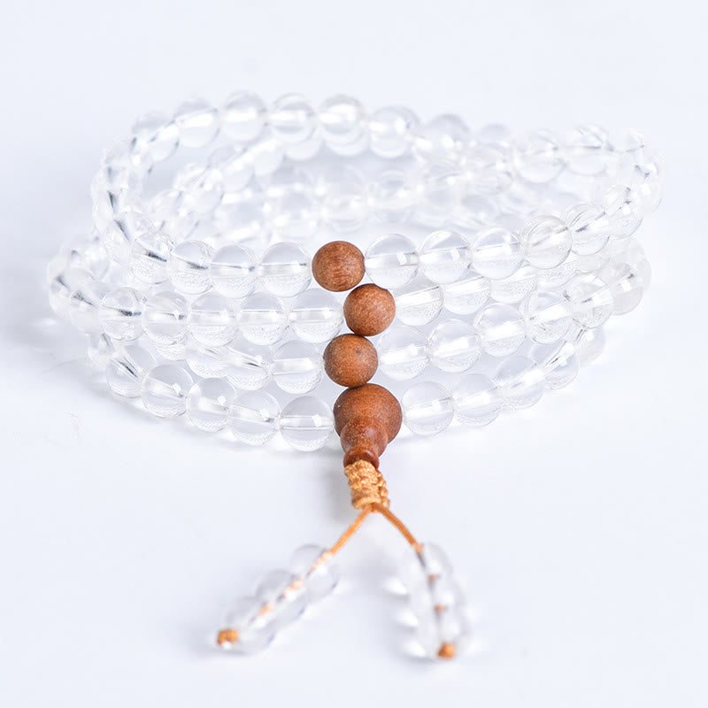 Pulsera de curación de sándalo blanco con 108 cuentas de piedra natural y Buddha Stones