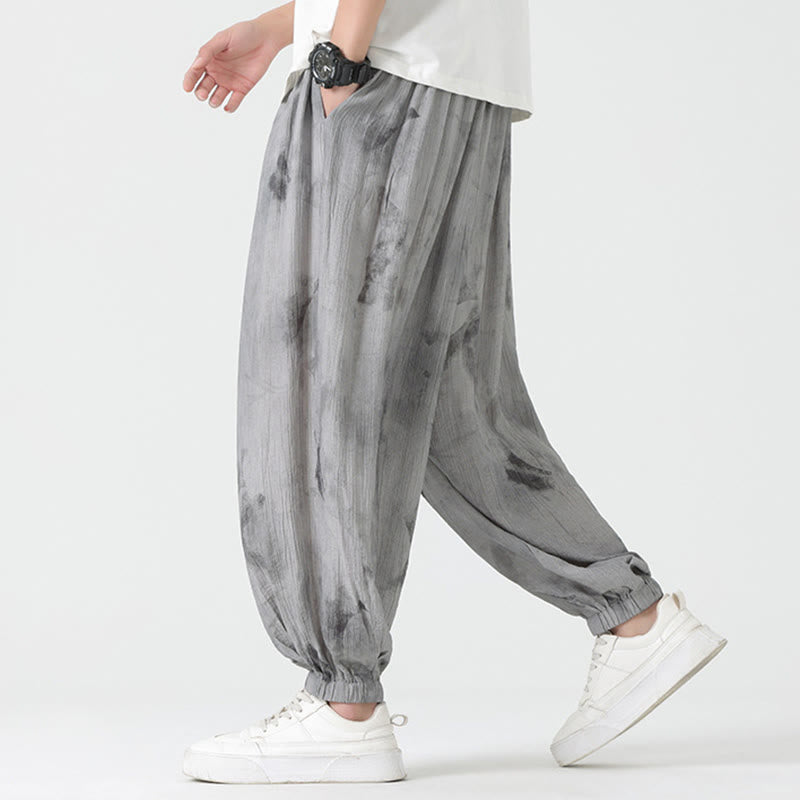 Pantalones de lino con cordón trenzado y bolsillos para hombre con diseño de Buddha Stones - image 4