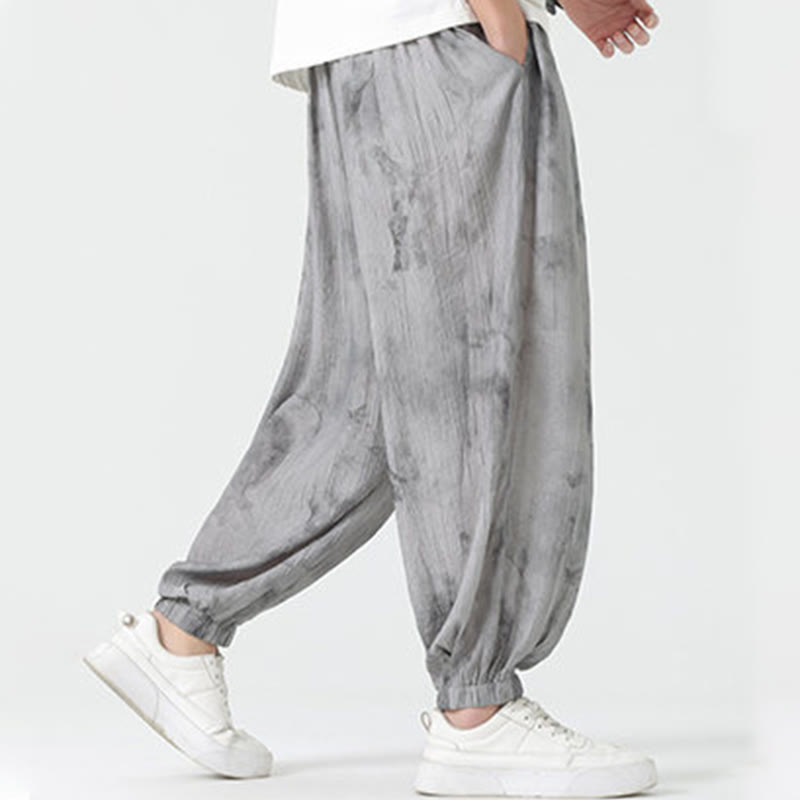 Pantalones de lino con cordón trenzado y bolsillos para hombre con diseño de Buddha Stones - image 8