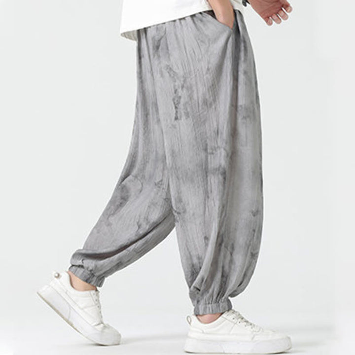 Pantalones de lino con cordón trenzado y bolsillos para hombre con diseño de Buddha Stones - image 8