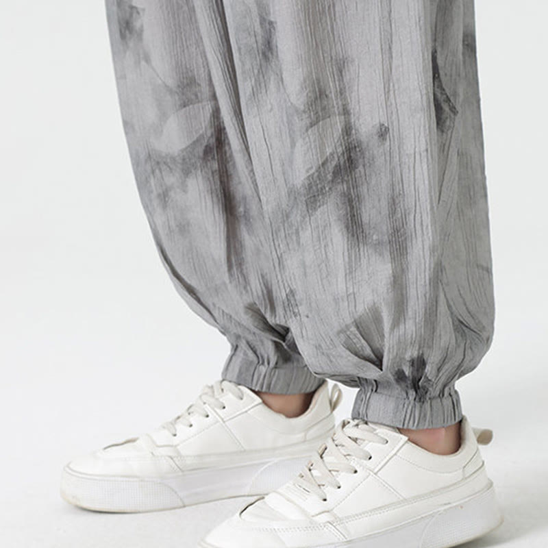 Pantalones de lino con cordón trenzado y bolsillos para hombre con diseño de Buddha Stones - image 13