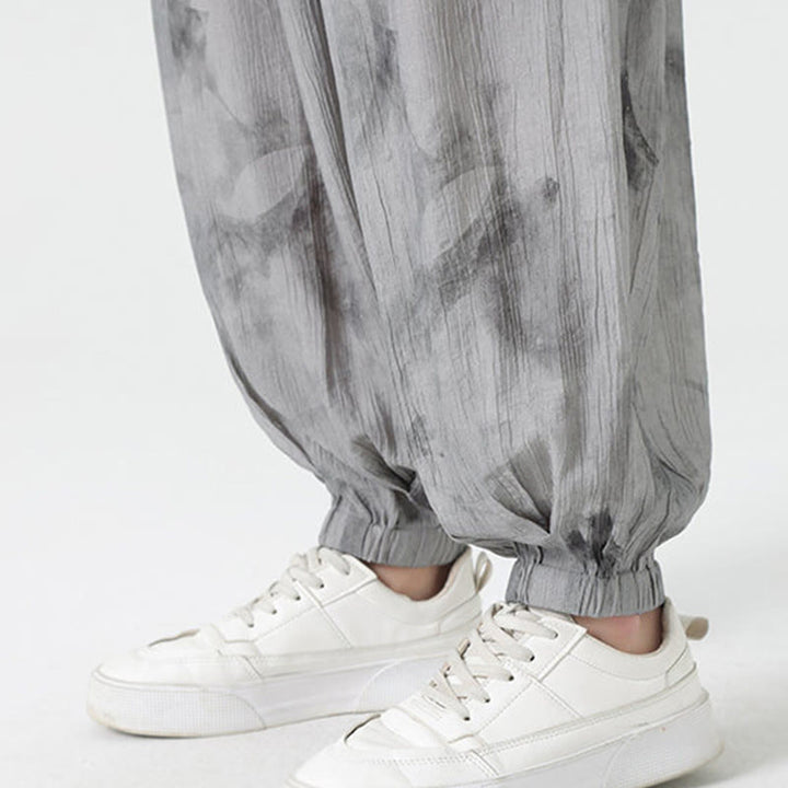 Pantalones de lino con cordón trenzado y bolsillos para hombre con diseño de Buddha Stones - image 13
