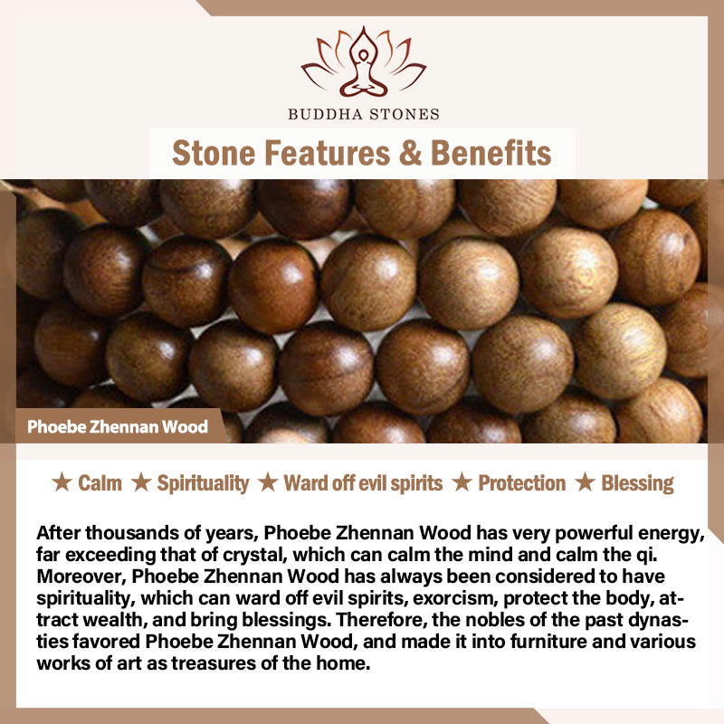 Pulsera de protección de madera natural Phoebe Zhennan con 108 cuentas en forma de lágrima y Buddha Stones