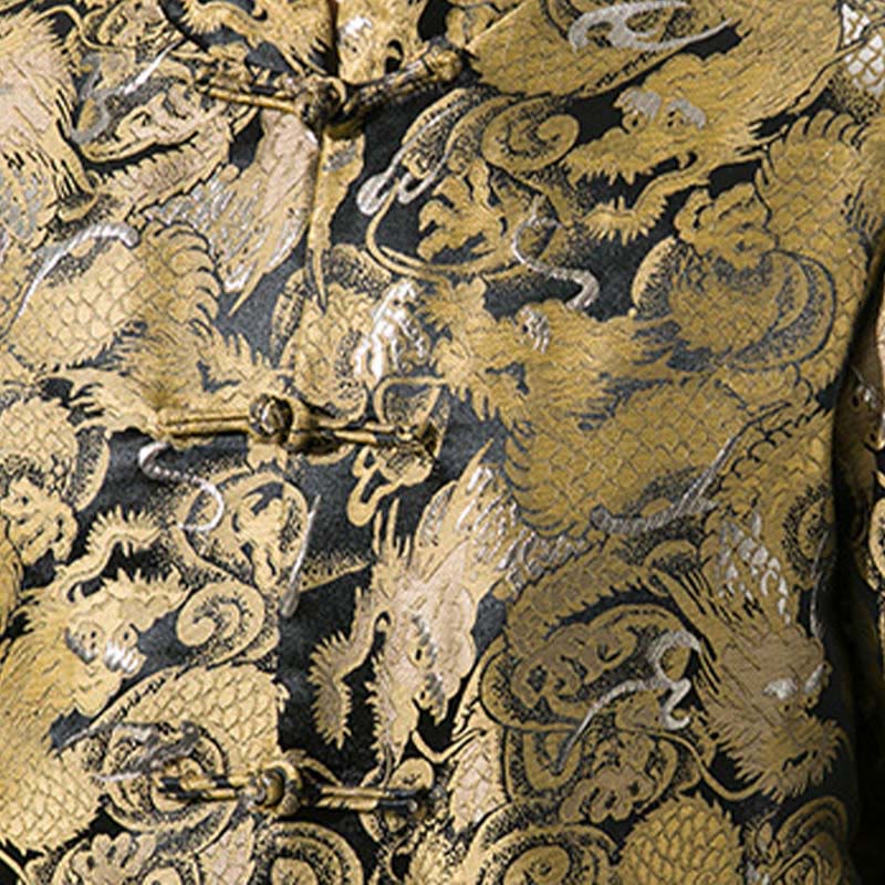 Camisa y chaqueta de algodón para hombre con botones de rana y dragón chino y Buddha Stones