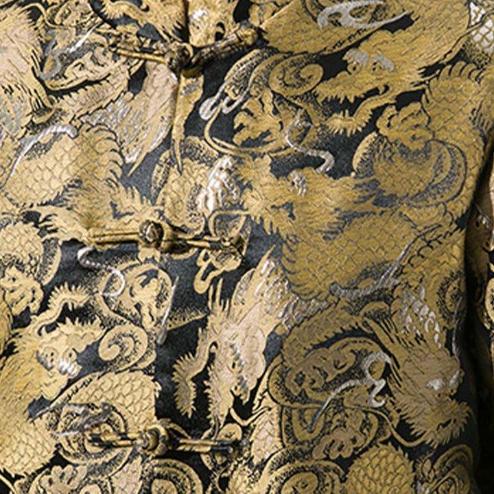 Camisa y chaqueta de algodón para hombre con botones de rana y dragón chino y Buddha Stones