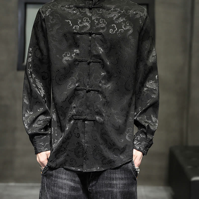 Chaqueta y camisa de lino para hombre con diseño informal de dragón y botones de Buddha Stones - image 36