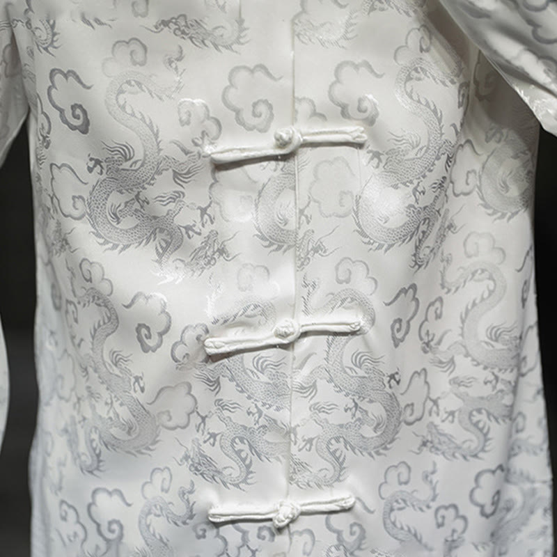 Chaqueta y camisa de lino para hombre con diseño informal de dragón y botones de Buddha Stones - image 19