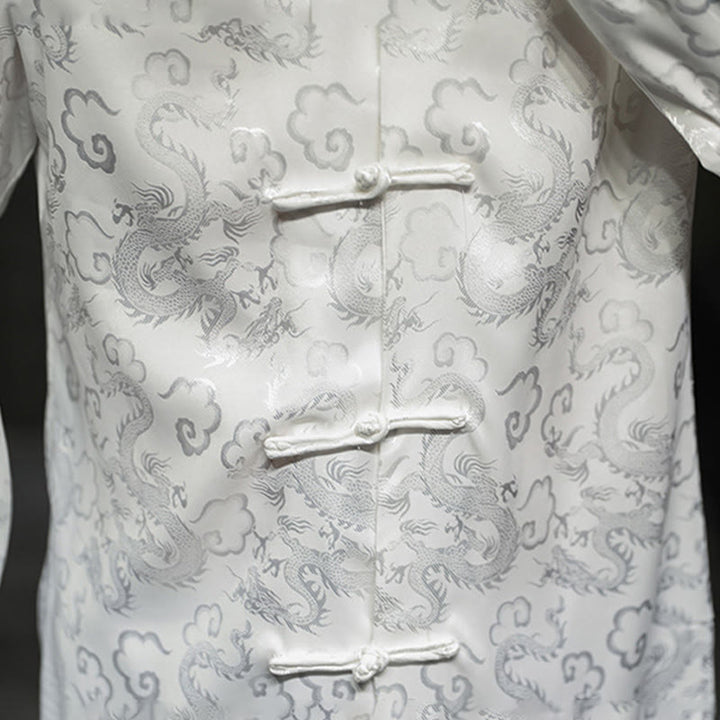 Chaqueta y camisa de lino para hombre con diseño informal de dragón y botones de Buddha Stones - image 19