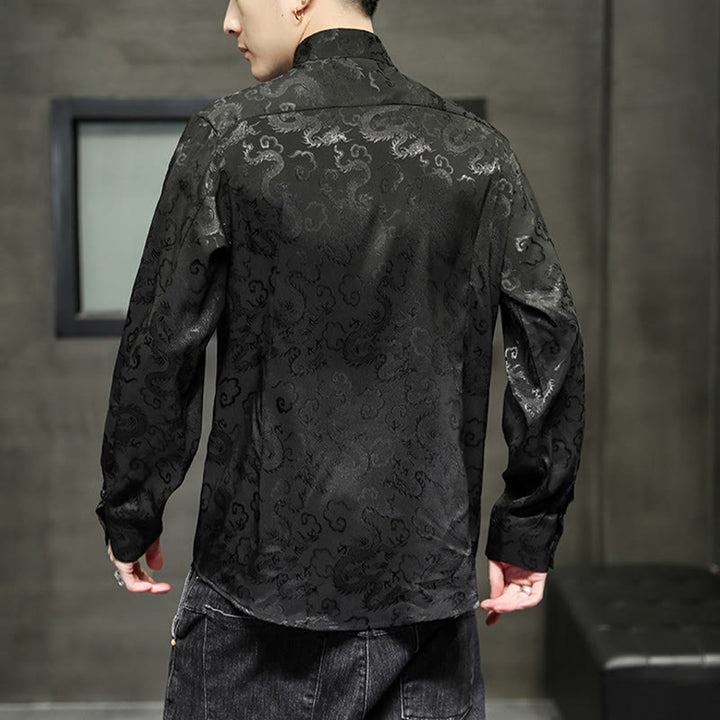 Chaqueta y camisa de lino para hombre con diseño informal de dragón y botones de Buddha Stones - image 37