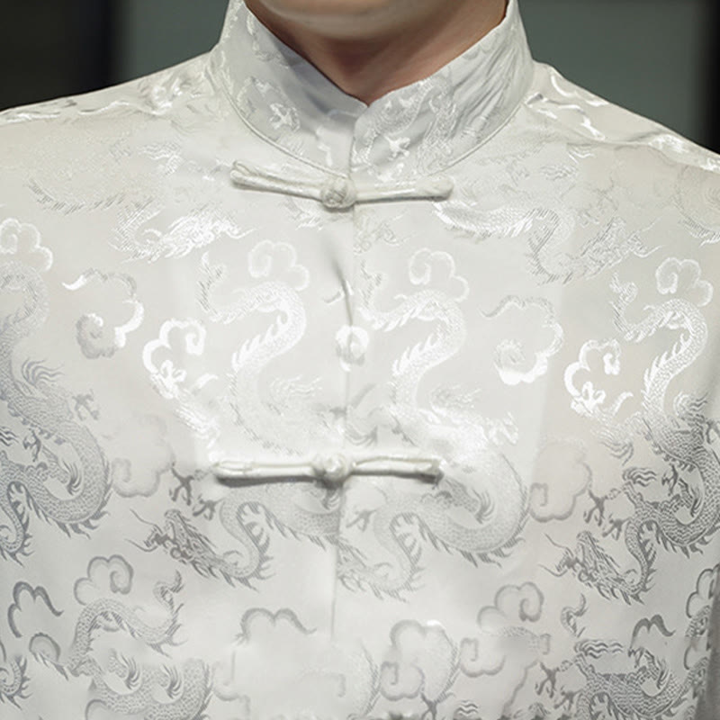 Chaqueta y camisa de lino para hombre con diseño informal de dragón y botones de Buddha Stones - image 18