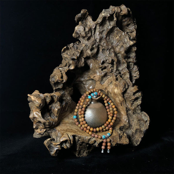 Pulsera de curación con Buddha Stones, 108 cuentas de mala, piedra Bian