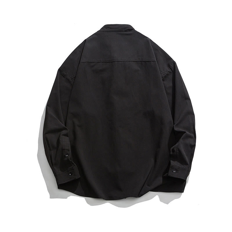 Chaqueta y camisa de algodón para hombre con botones de rana y Buddha Stones en color liso  - image 9