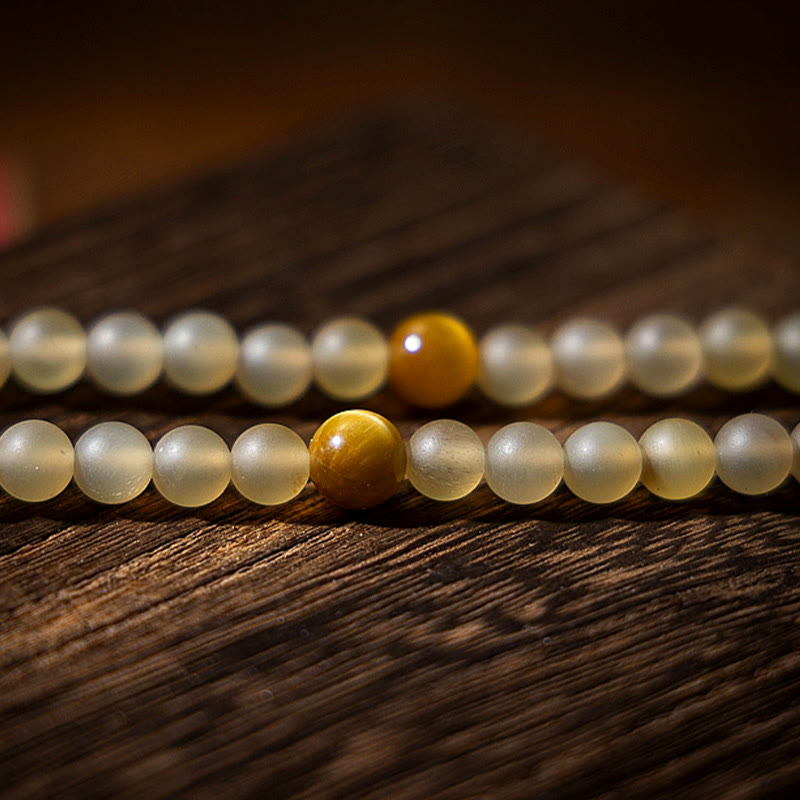 Pulsera de riqueza de cuerno de oveja natural de Buda del Buddha Stones con 108 cuentas de Mala del zodíaco chino