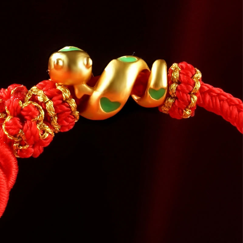 Pulsera trenzada con nudo de mandala de hilo rojo y Buddha Stones tejida a mano con flores de colores para proteger el año de la serpiente