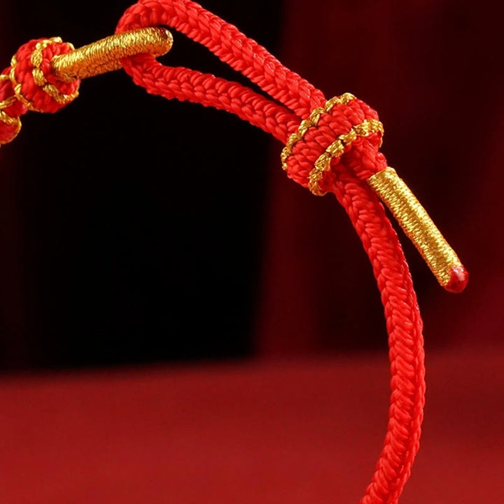 Pulsera trenzada con nudo de mandala de hilo rojo y Buddha Stones tejida a mano con flores de colores para proteger el año de la serpiente