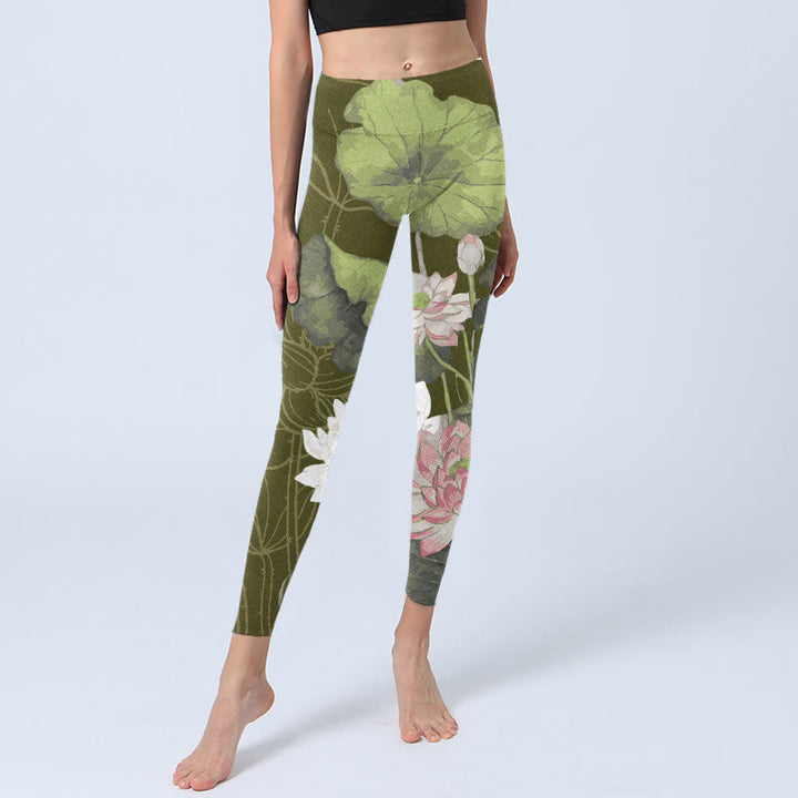 Leggings deportivos con estampado de loto y Buddha Stones para mujer - image 5