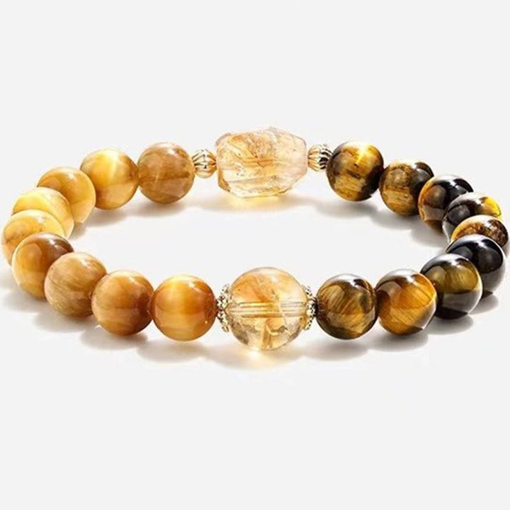 Pulsera de fuerza con citrino y ojo de tigre negro y amarillo natural de Buddha Stones