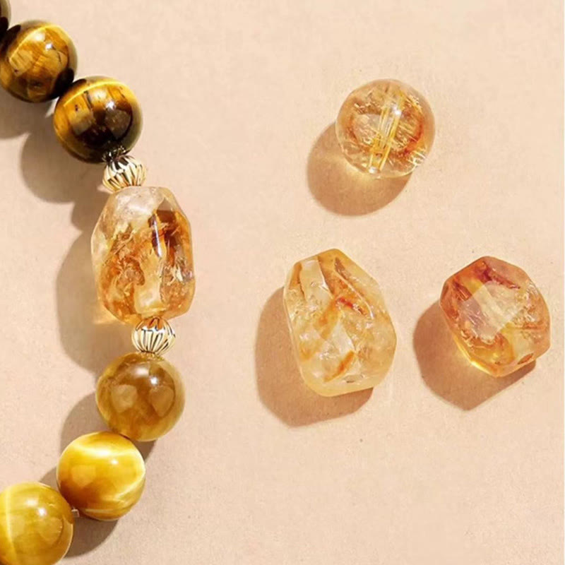 Pulsera de fuerza con citrino y ojo de tigre negro y amarillo natural de Buddha Stones