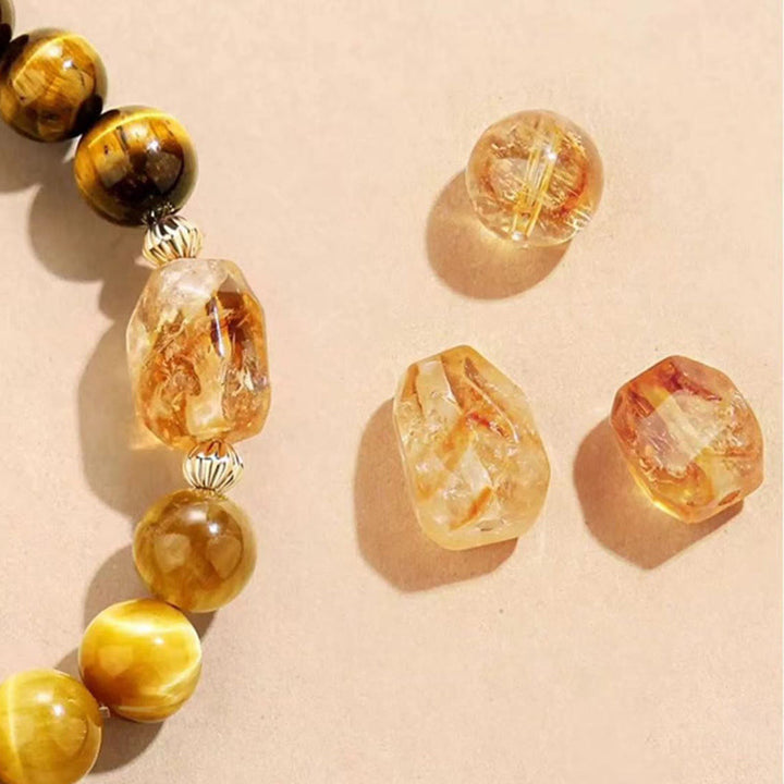 Pulsera de fuerza con citrino y ojo de tigre negro y amarillo natural de Buddha Stones