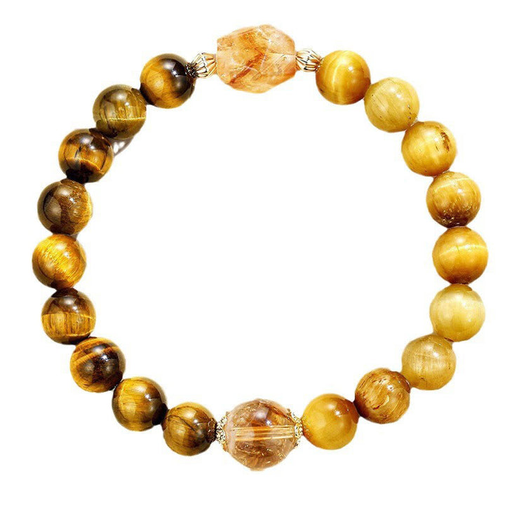 Pulsera de fuerza con citrino y ojo de tigre negro y amarillo natural de Buddha Stones