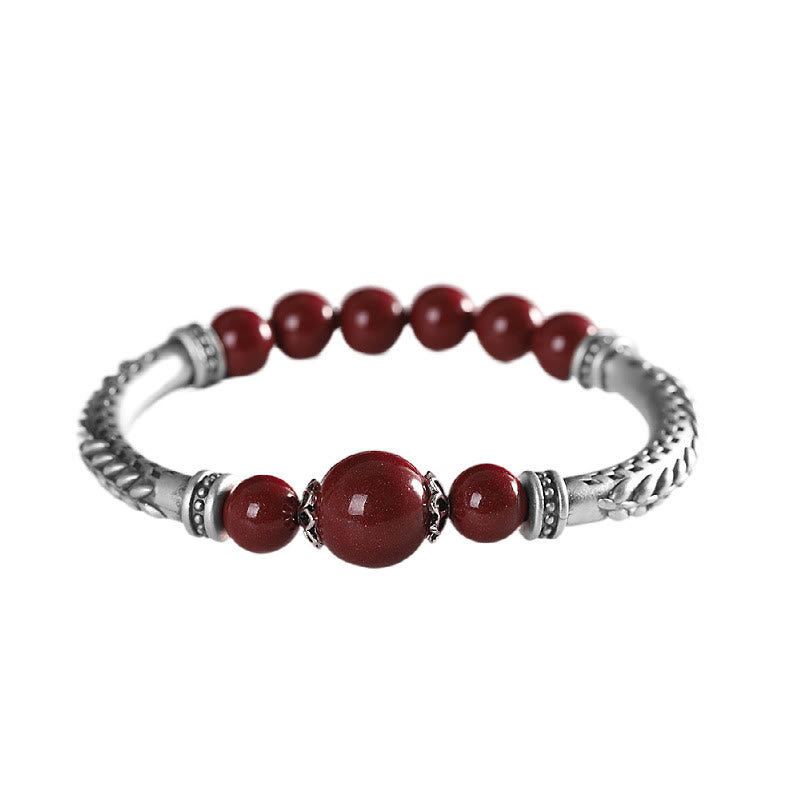 Pulsera de plata de ley 999 con Buddha Stones y espigas de trigo y cinabrio - image 12