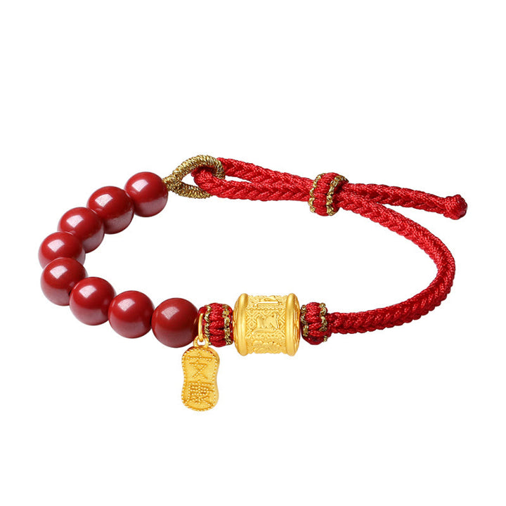 Pulsera de hilo con bendición de cinabrio Om Mani Padme Hum de seis palabras verdaderas en plata de ley 999 con Buddha Stones - image 15