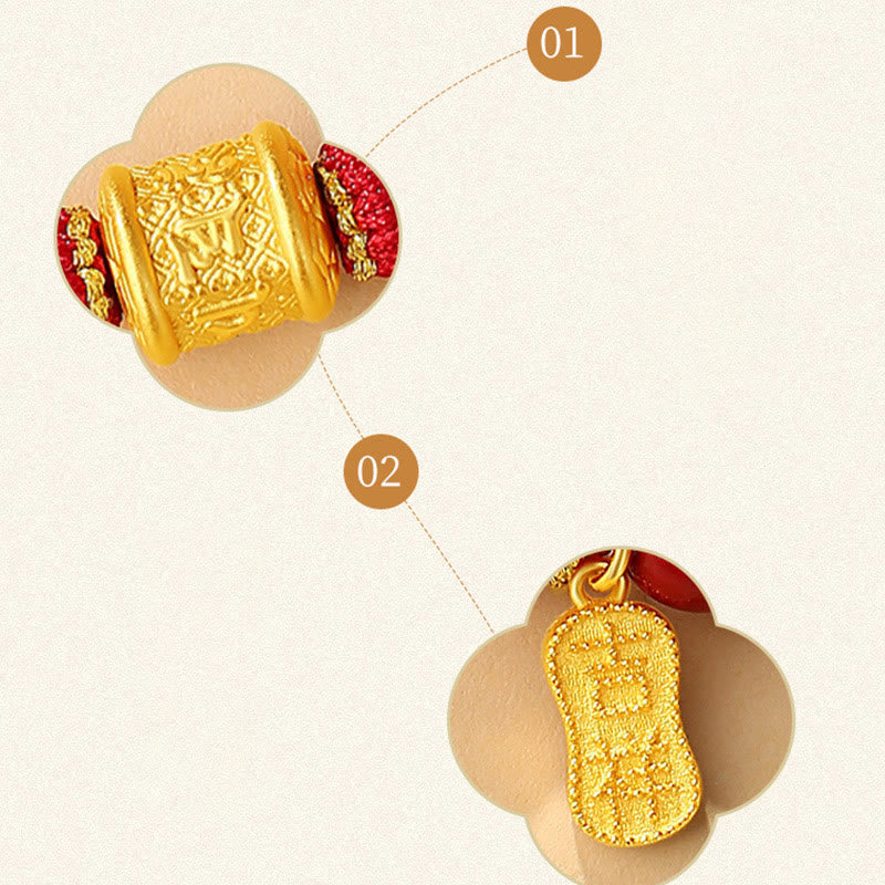 Pulsera de hilo con bendición de cinabrio Om Mani Padme Hum de seis palabras verdaderas en plata de ley 999 con Buddha Stones - image 12