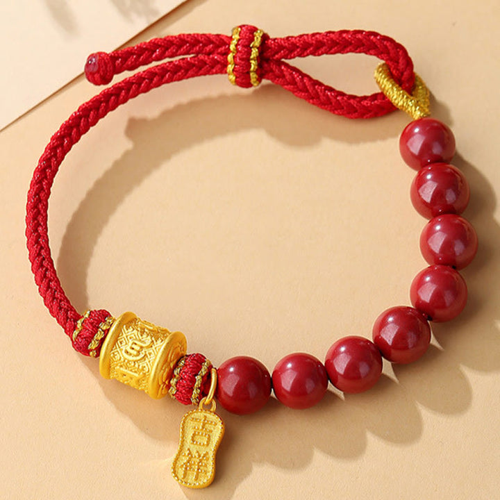 Pulsera de hilo con bendición de cinabrio Om Mani Padme Hum de seis palabras verdaderas en plata de ley 999 con Buddha Stones - image 11